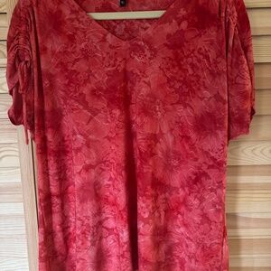 Ladies Coral Ruched sleeve stretch top XL